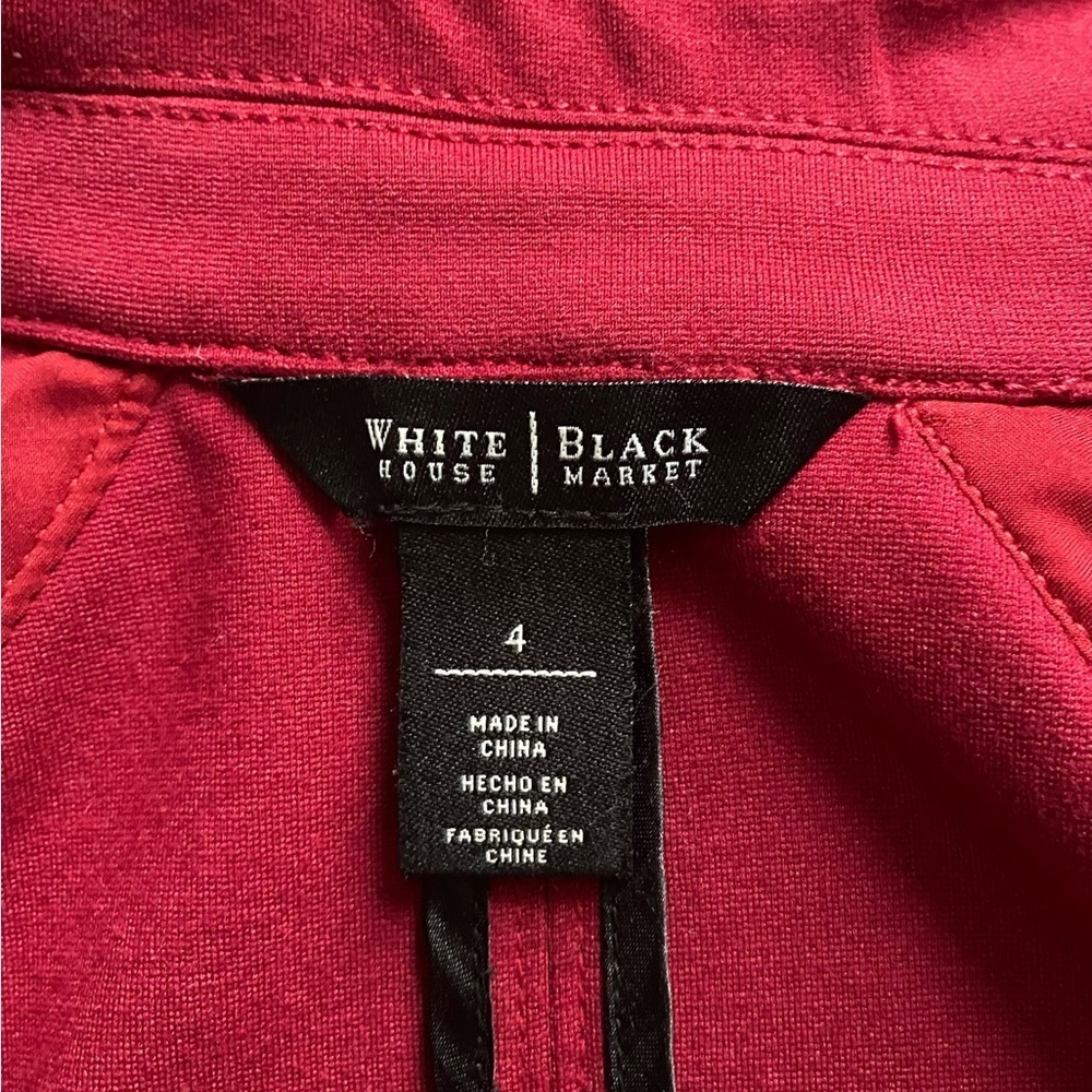 WHITE HOUSE BLACK MARKET | Ruby Red Ponte Military Jacket Blazer Women’s Size 4 - Picture 12 of 14